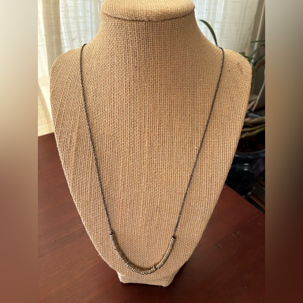 BOGO Banana Republic Gunmetal and Gold Tone Beaded Pendant Necklace